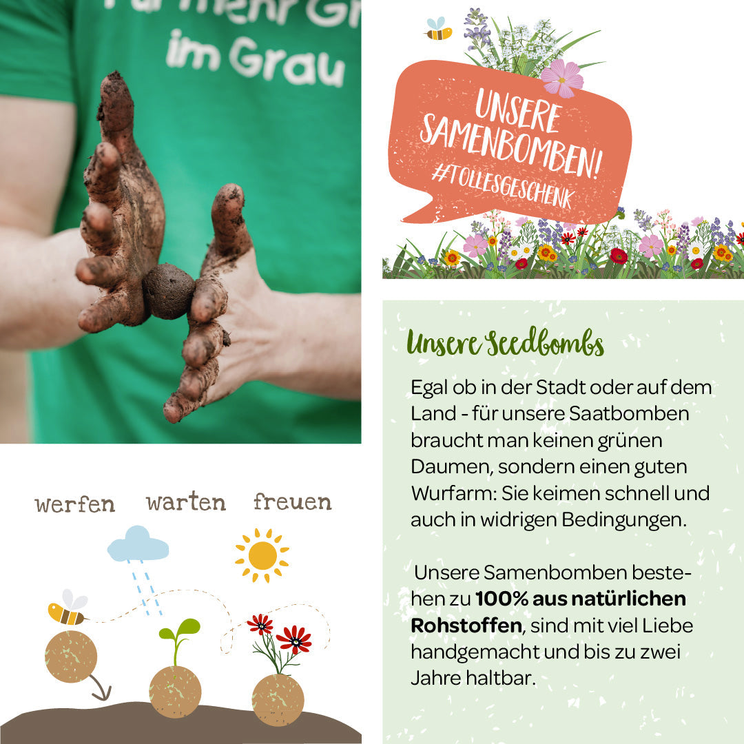 5 Samenbomben "Gärtnern ist Therapie"