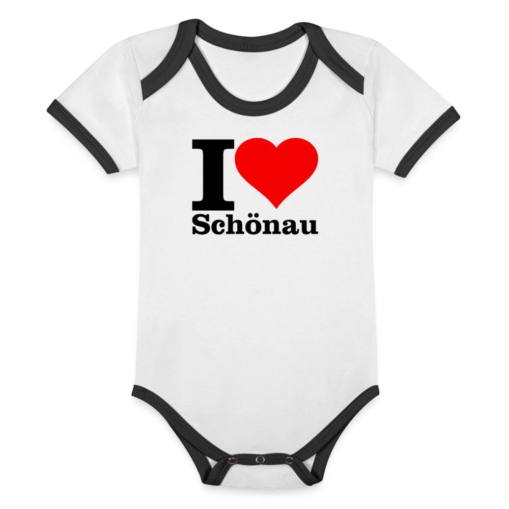 Baby Bio-Kurzarm-Kontrastbody - Weiß/Schwarz