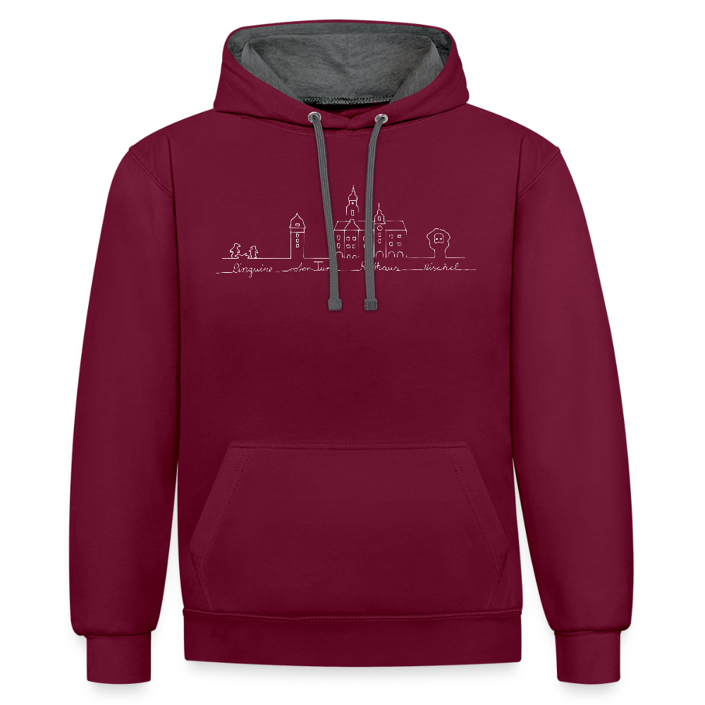 Contrast Colour Hoodie - Weinrot/Anthrazit