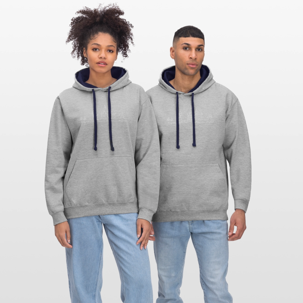 Contrast Colour Hoodie - Grau meliert/Navy