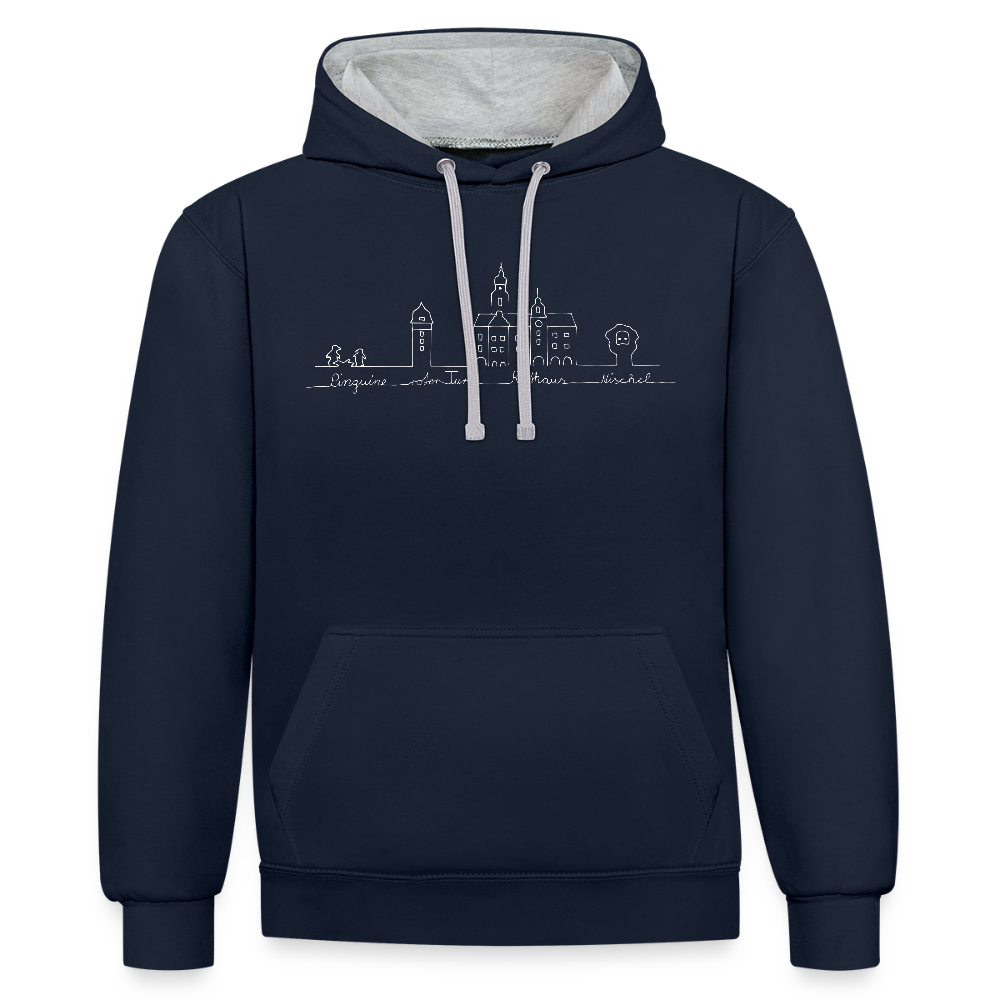 Contrast Colour Hoodie - Navy/Grau meliert