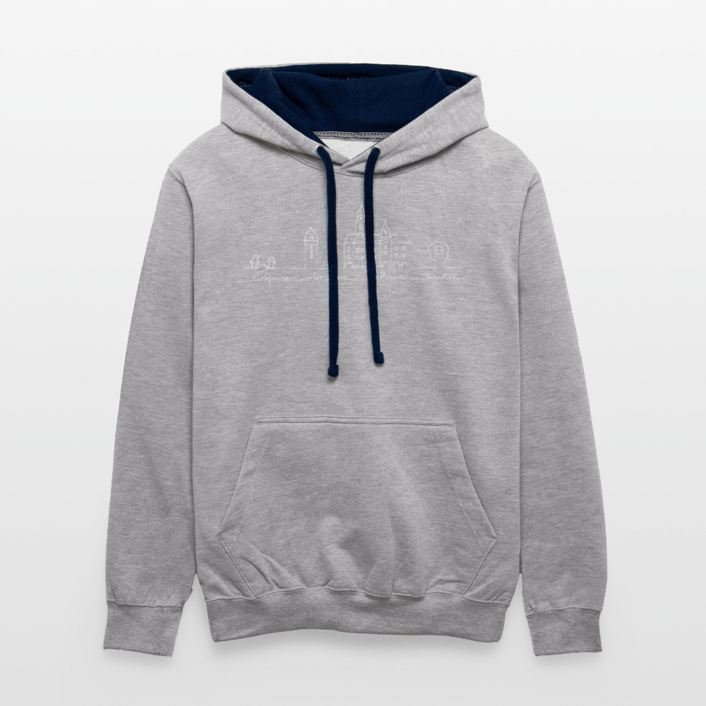 Contrast Colour Hoodie - Grau meliert/Navy