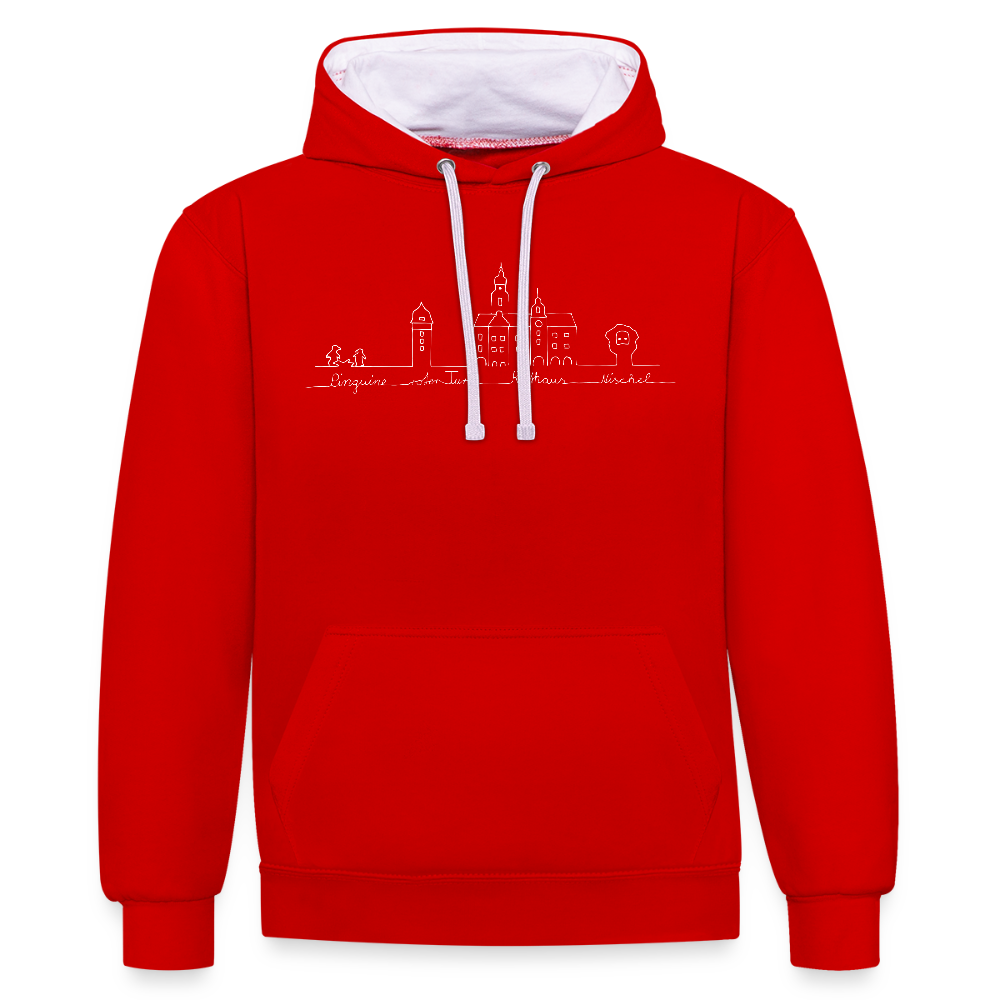 Contrast Colour Hoodie - Rot/Weiß