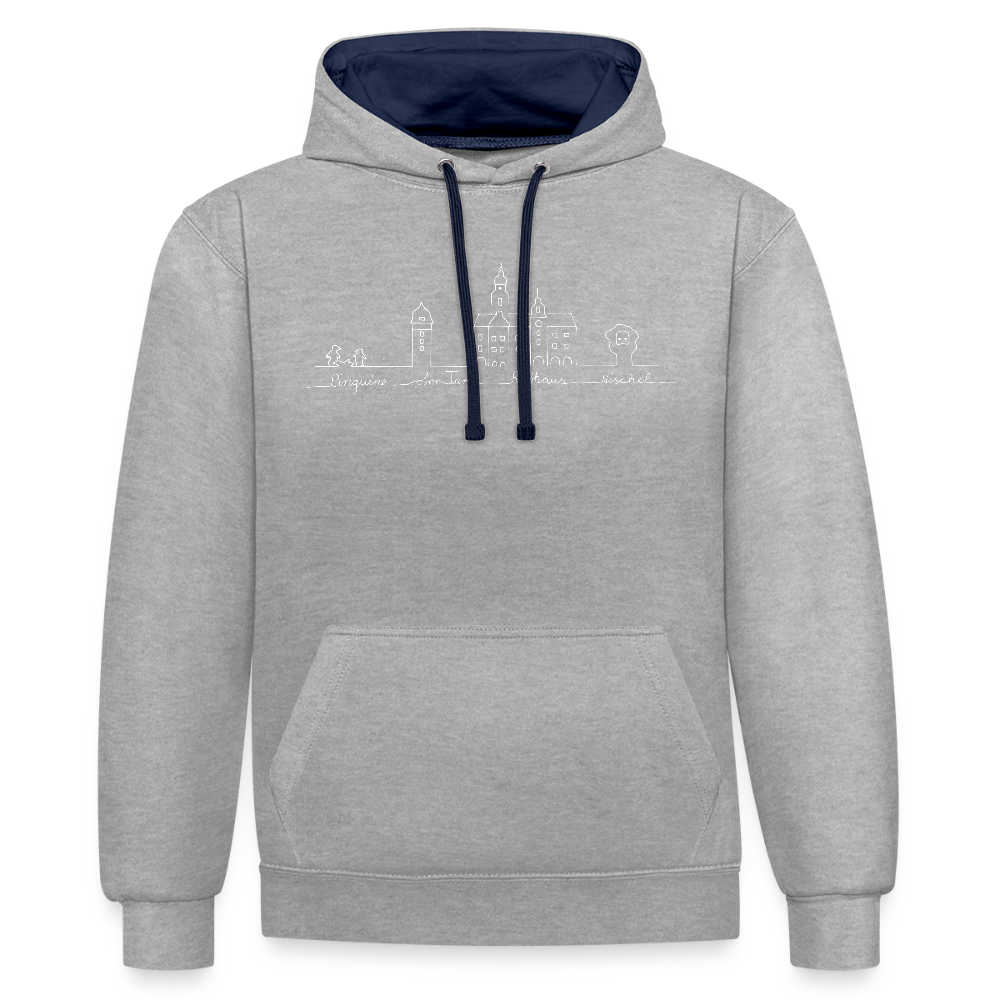 Contrast Colour Hoodie - Grau meliert/Navy
