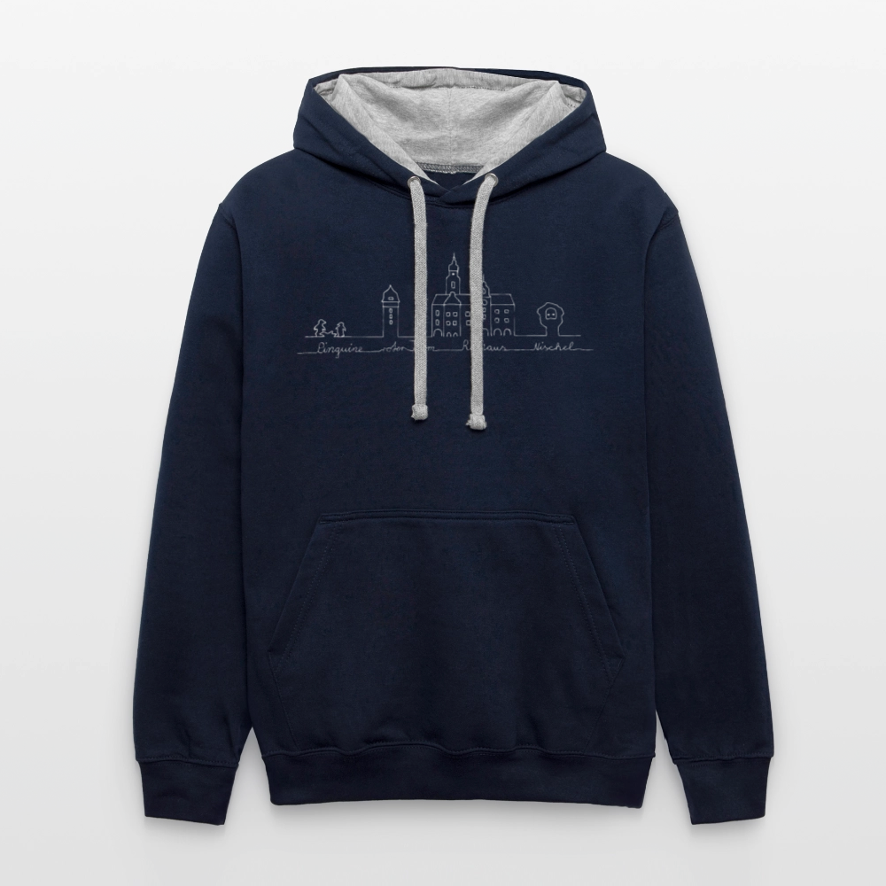 Contrast Colour Hoodie - Navy/Grau meliert