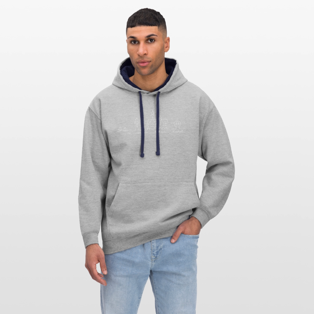 Contrast Colour Hoodie - Grau meliert/Navy