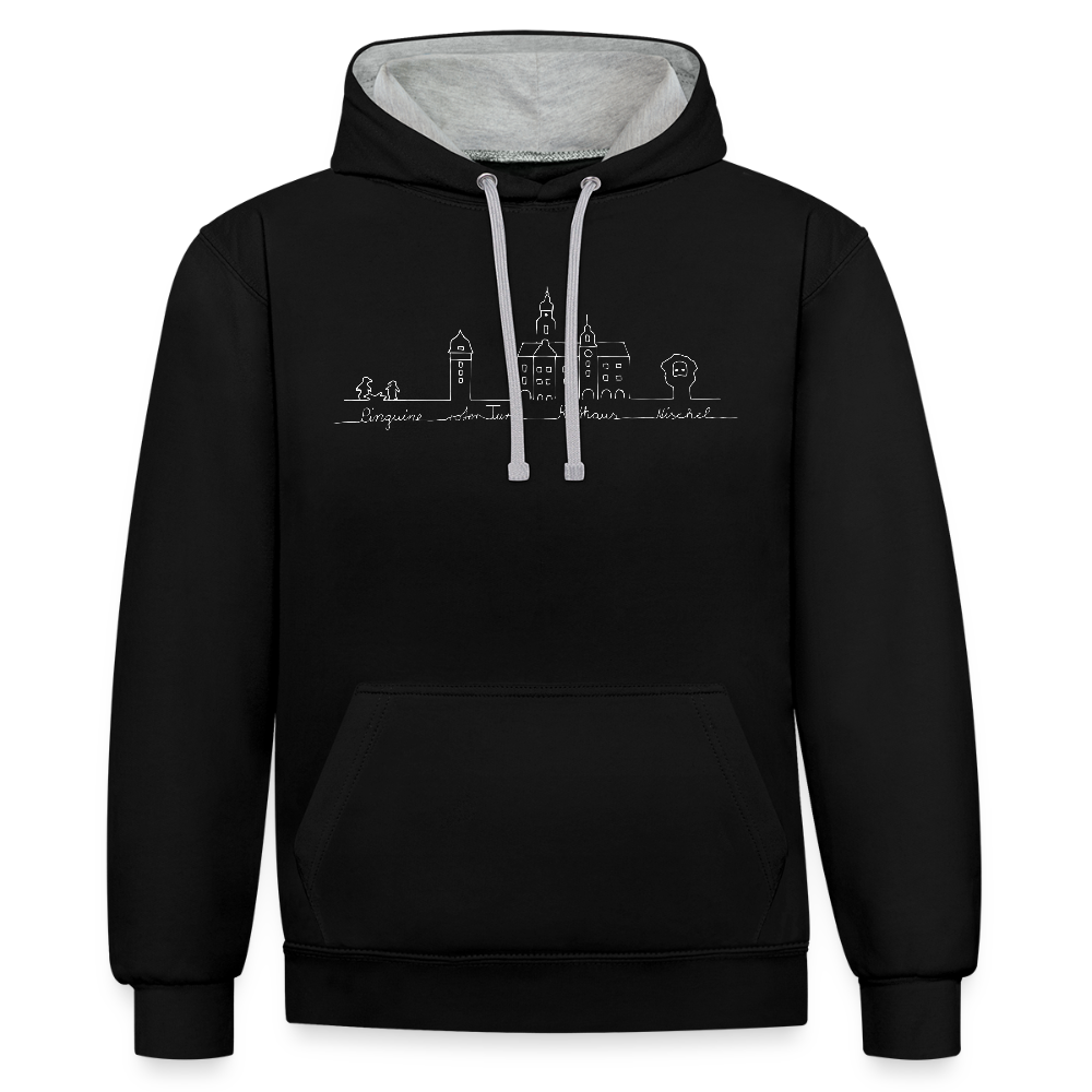 Contrast Colour Hoodie - Schwarz/Grau meliert