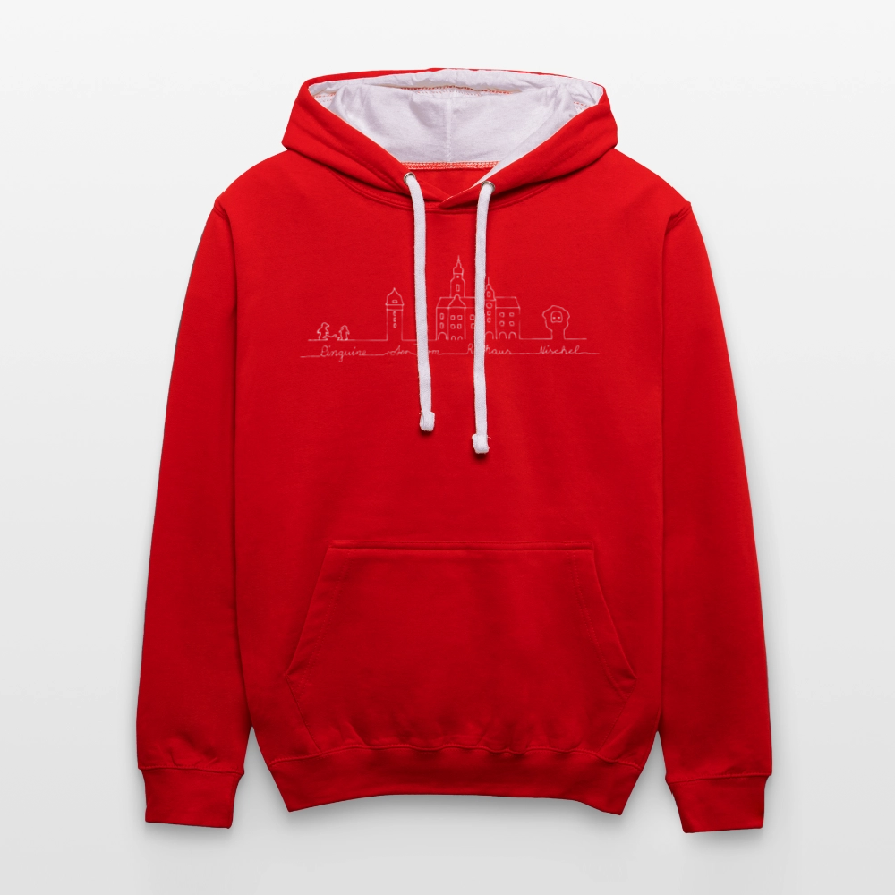 Contrast Colour Hoodie - Rot/Weiß