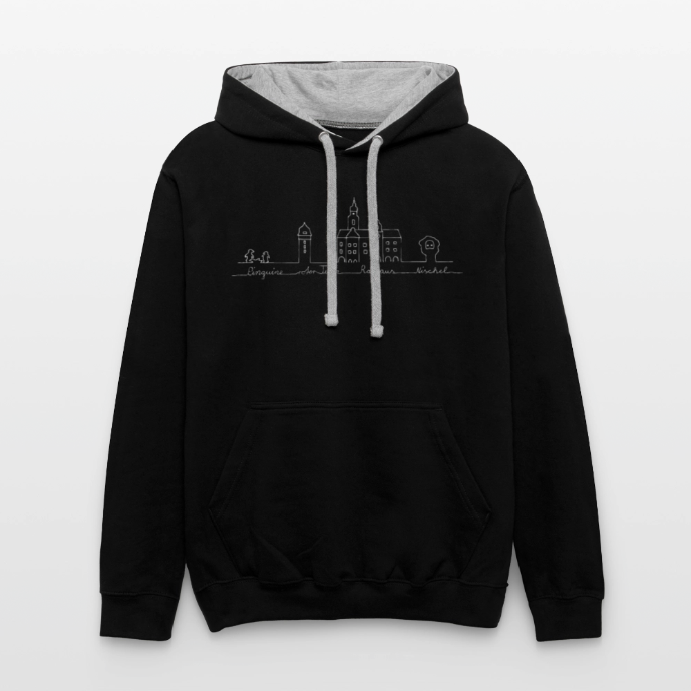 Contrast Colour Hoodie - Schwarz/Grau meliert