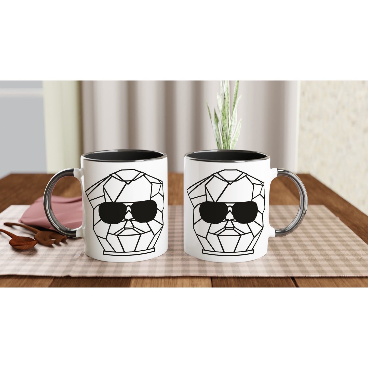 Weiße Keramiktasse 11oz mit Farbe an der Innenseite