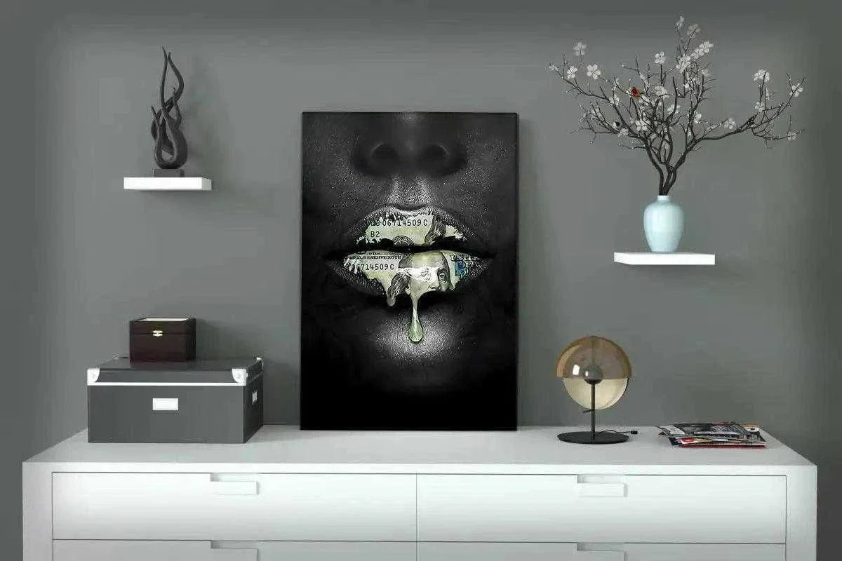 Money Kiss - Leinwandbild Luxuriös