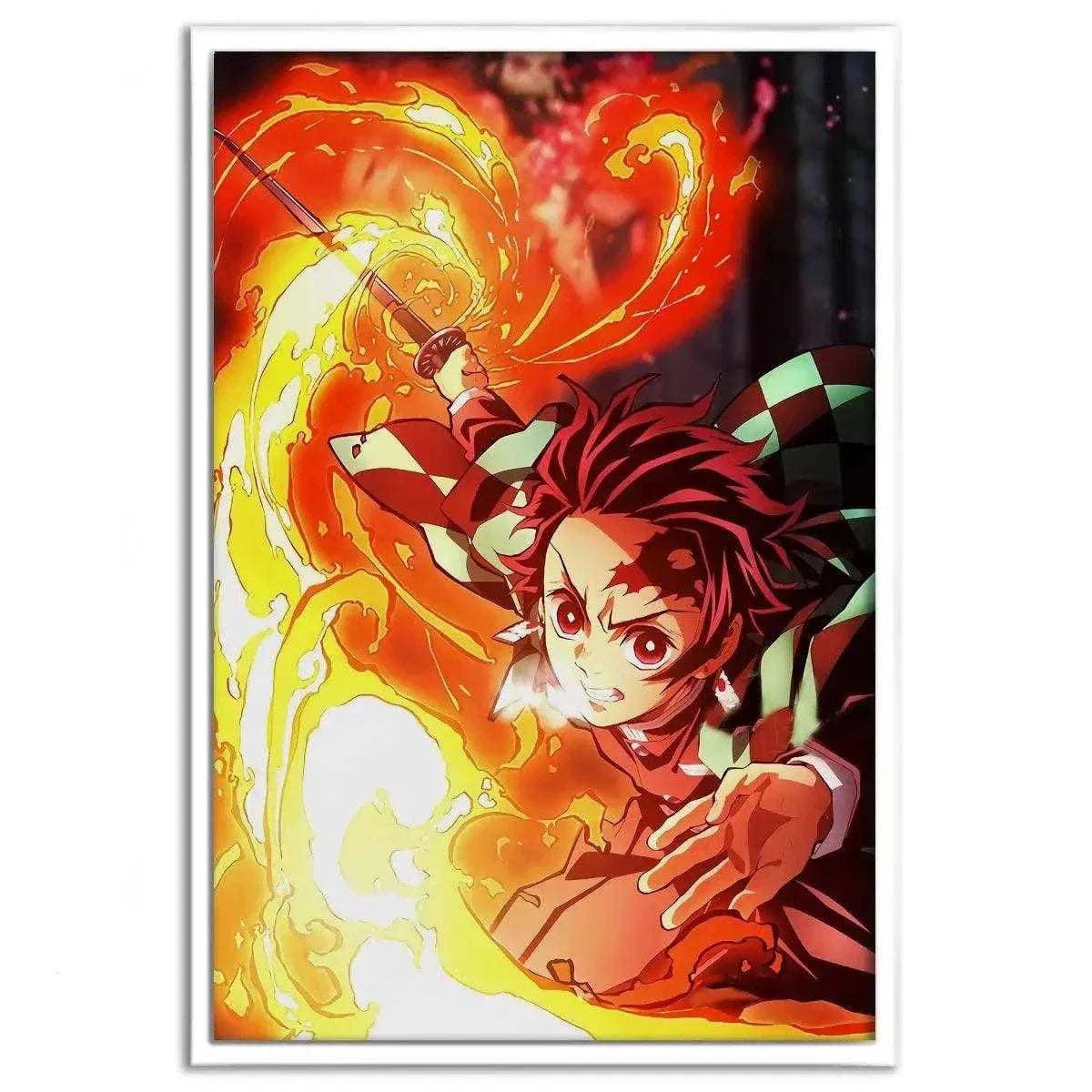Tanjiro Fire Breathing - Demon Slayer - Anime Leinwandbild