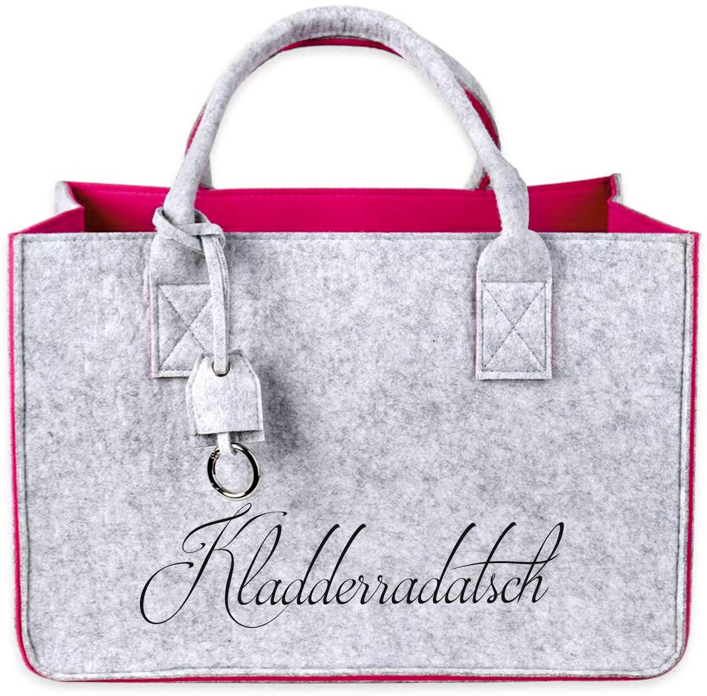 Filztasche Einkauftasche Kladderradatsch Motiv in Magenta und Mint
