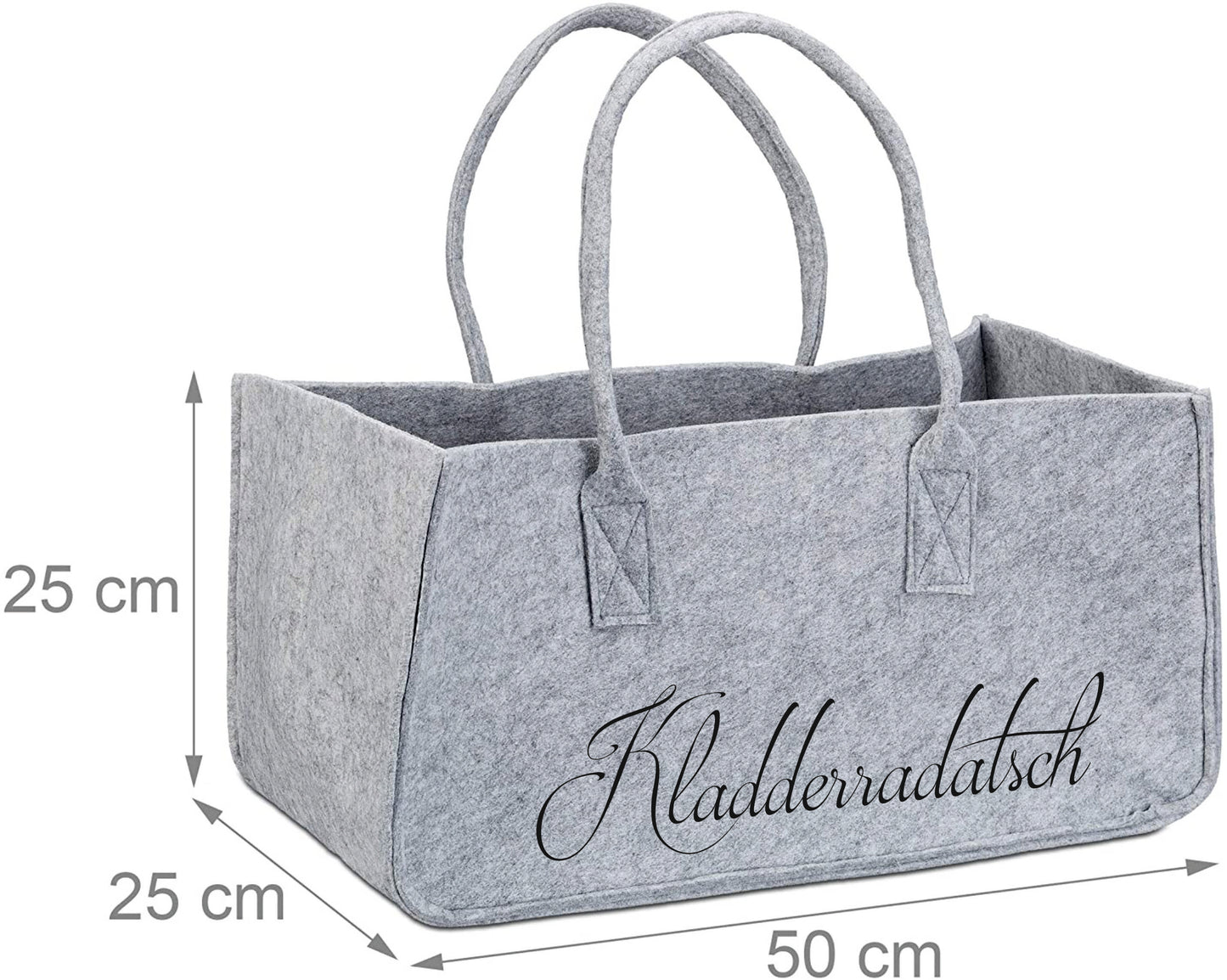 Filztasche rot oder grau mit Kladderradatsch - Aufschrift