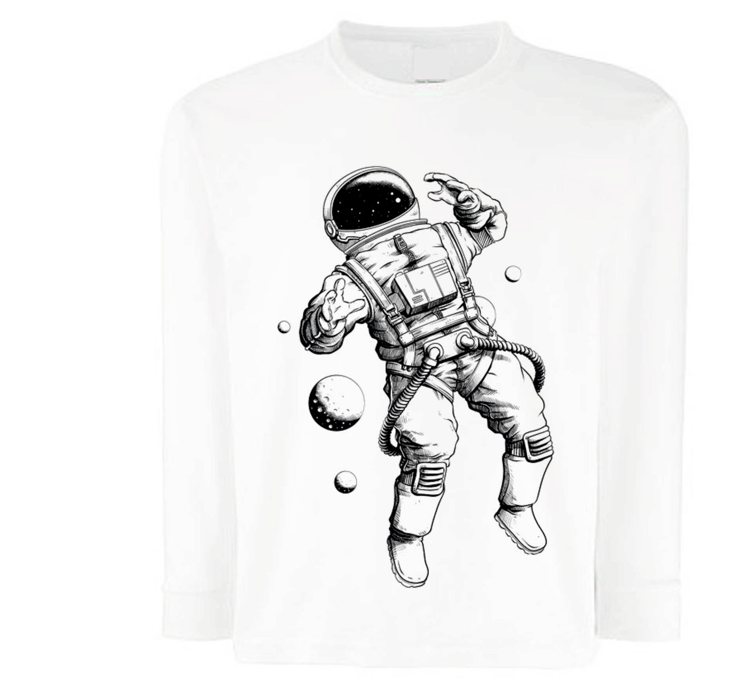 weißes Langarmshirt mit Astronaut