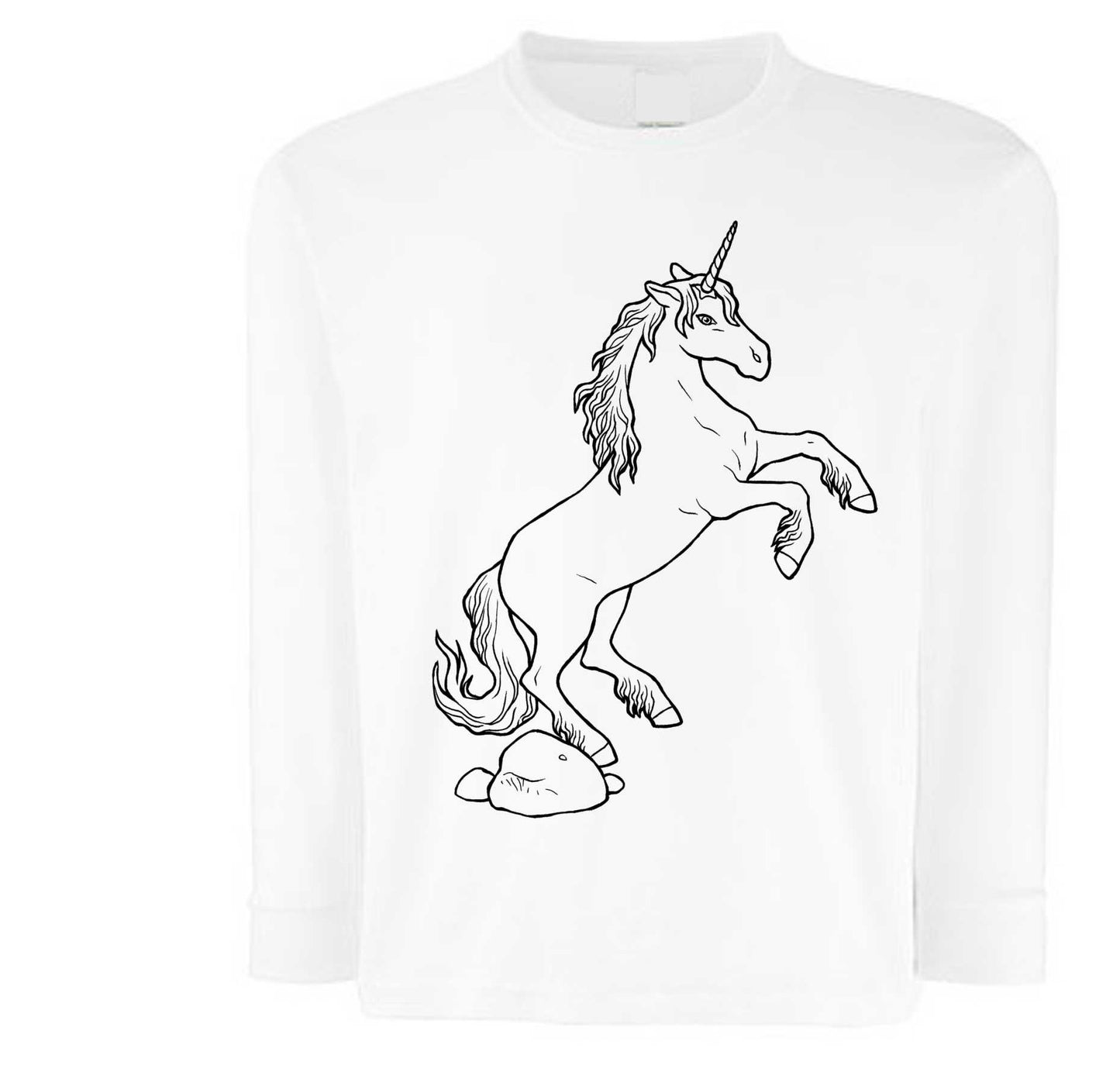 weißes Langarmshirt mit Einhorn