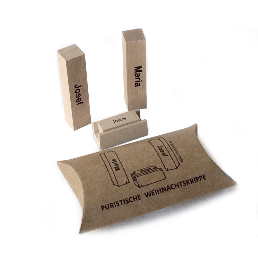 Puristische Weihnachtskrippe, Buchenholz, stilvoll, klein und groß