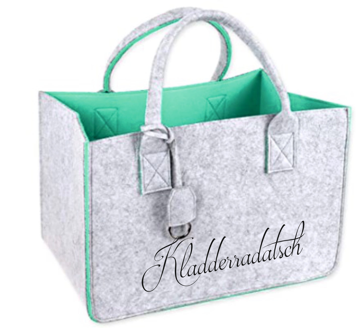 Filztasche Einkauftasche Kladderradatsch Motiv in Magenta und Mint
