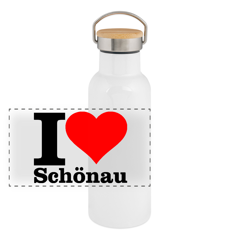 Thermosflasche mit Bambusdeckel - Weiß