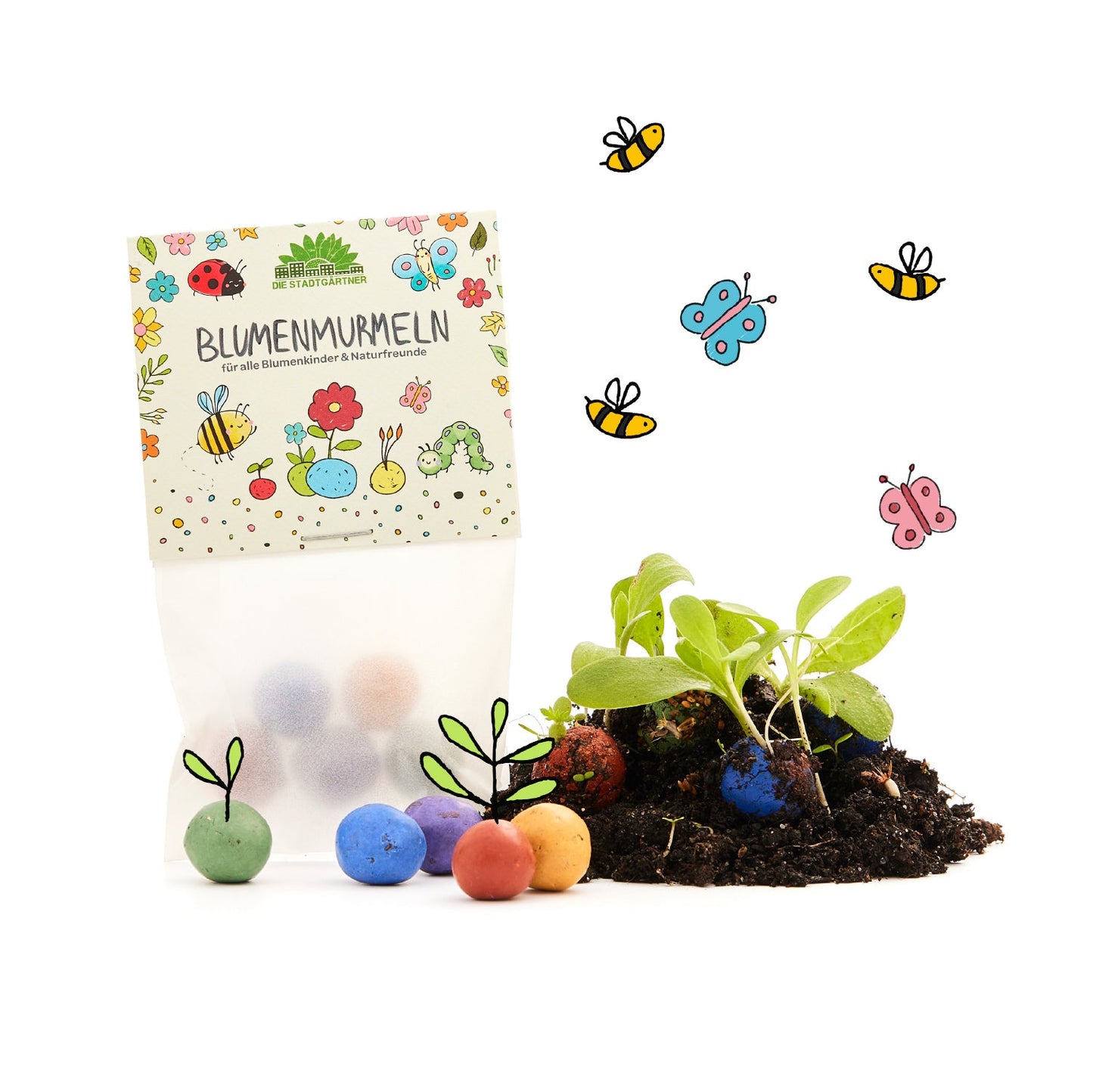 10x5 Blumenmurmeln im Tütchen
