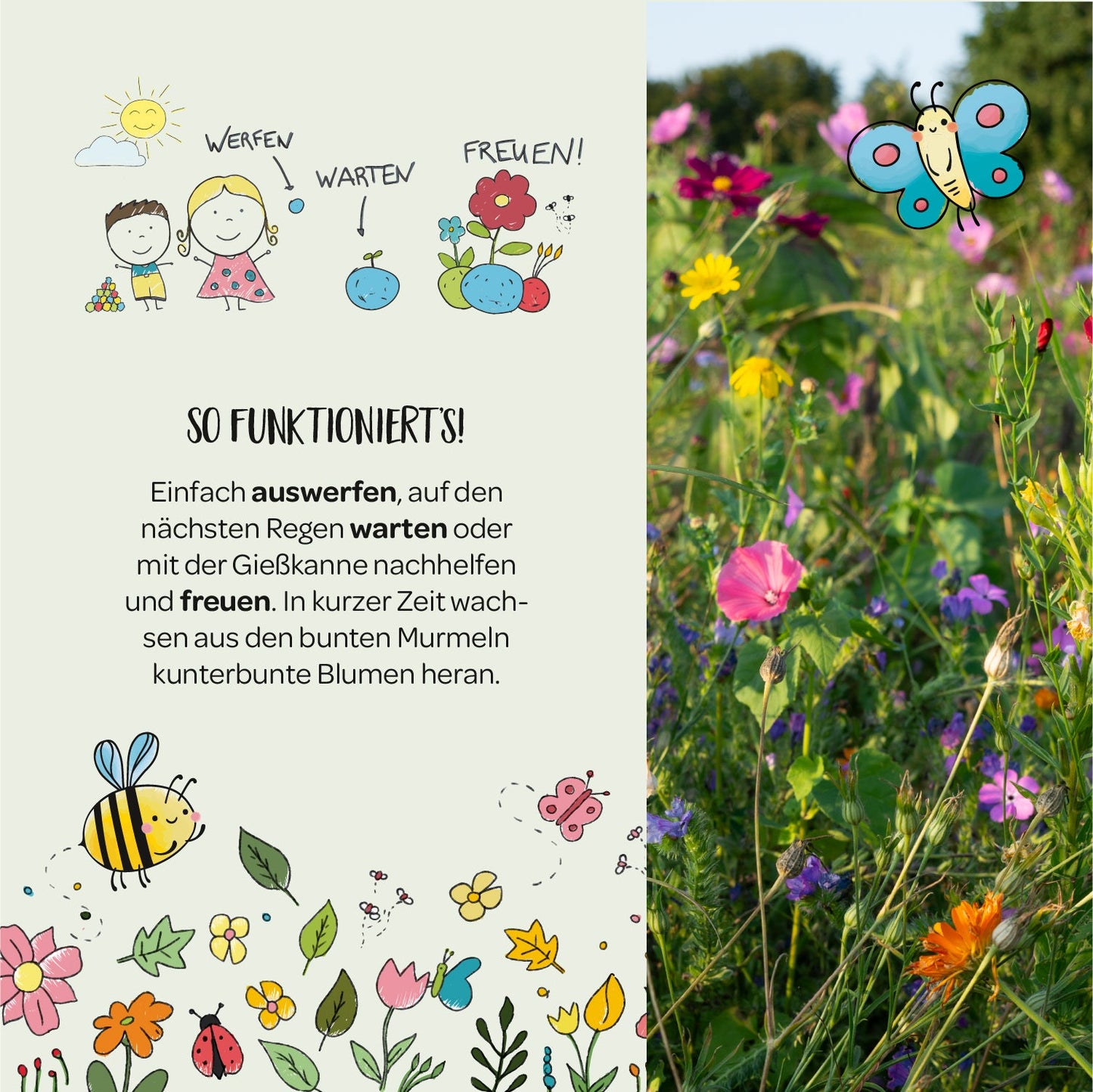 10x5 Blumenmurmeln im Tütchen – Powerblumen
