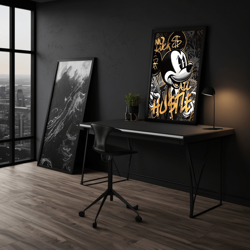 All Hustle Mickey - Leinwandbild Pop Art / Motivation