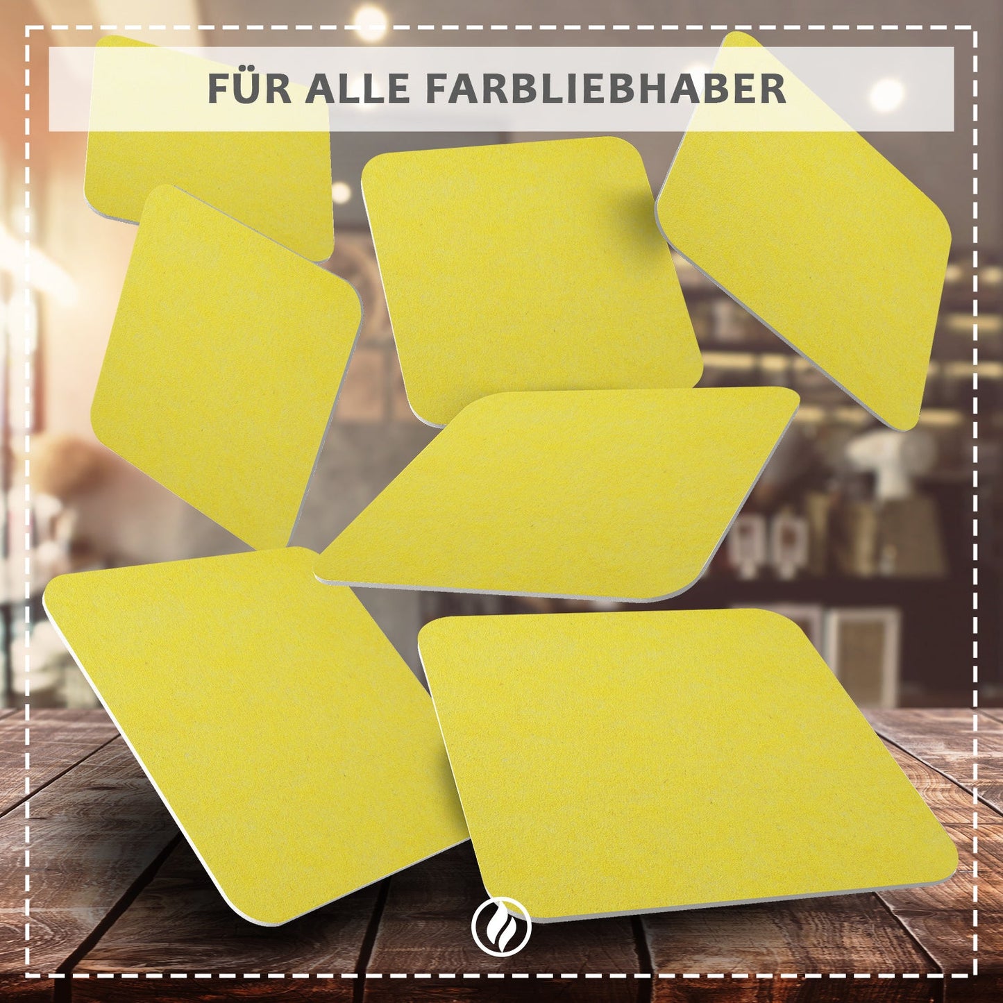 50 Bierdeckel gelb quadratisch einfarbig, Sommerfest Deko Gelb