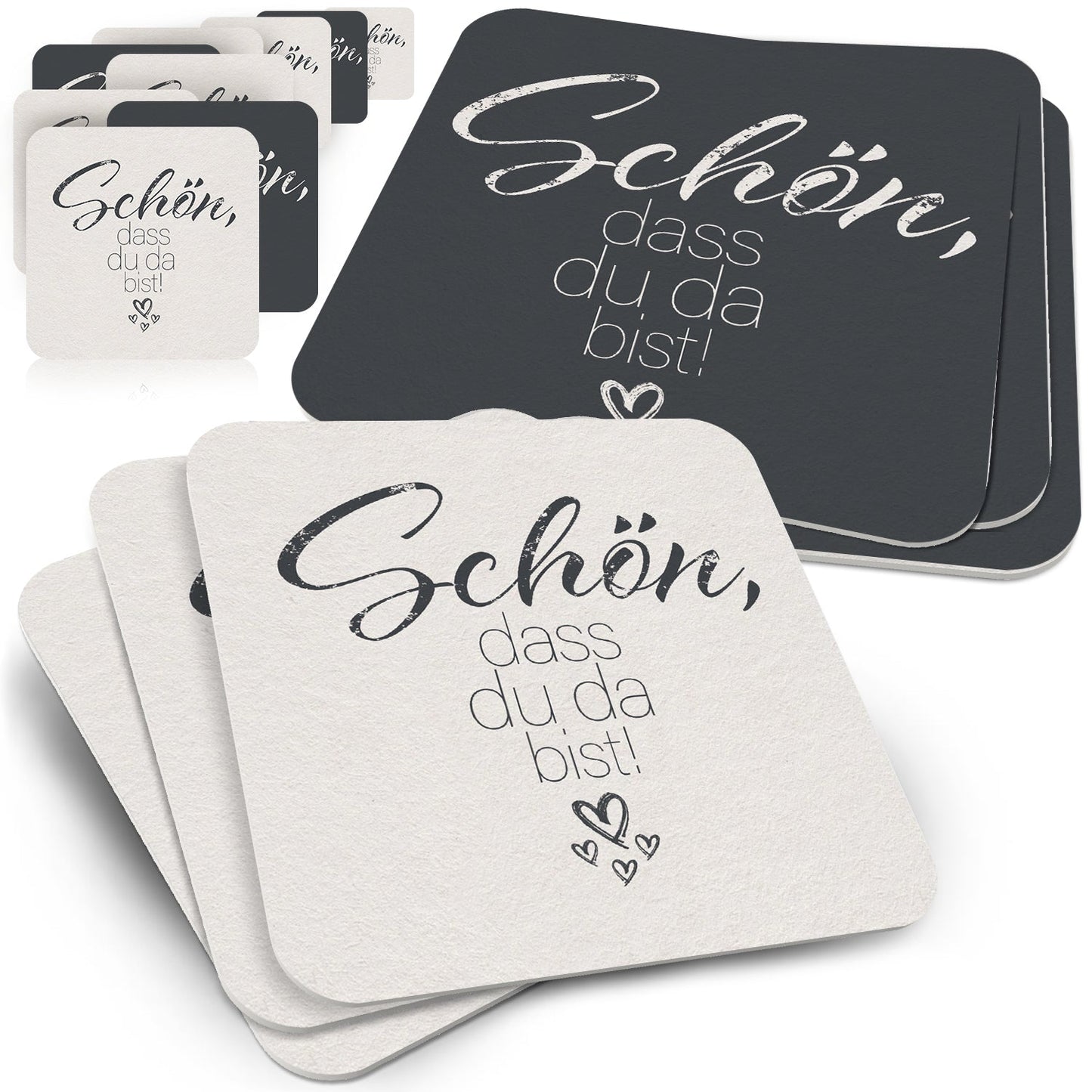 Funke & Brand Bierdeckel Schön dass du da bist Grau - 50stk