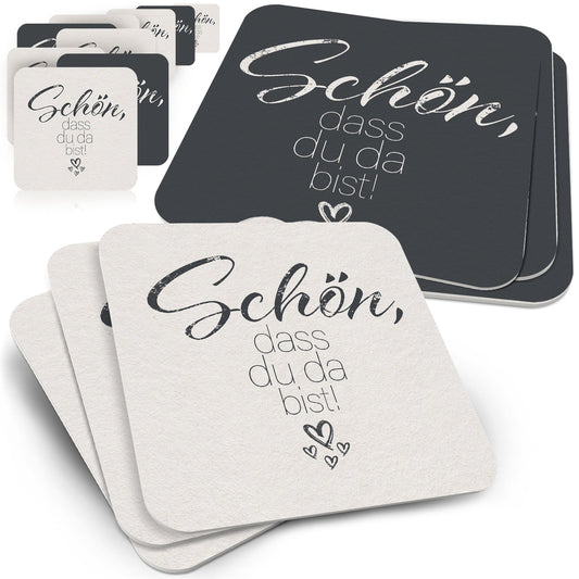 Funke & Brand Bierdeckel Schön dass du da bist Grau - 50stk