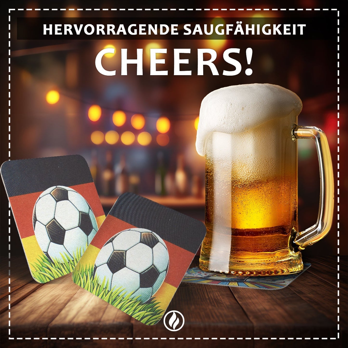 50 Bierdeckel Fußball Deutschland, EM Party Deko Public Viewing