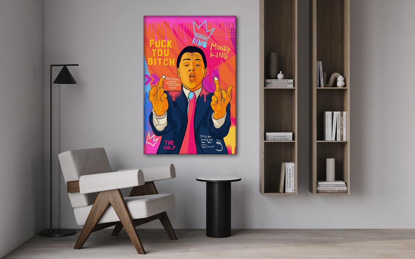 DiCaprio Fuck - Leinwandbild Pop Art
