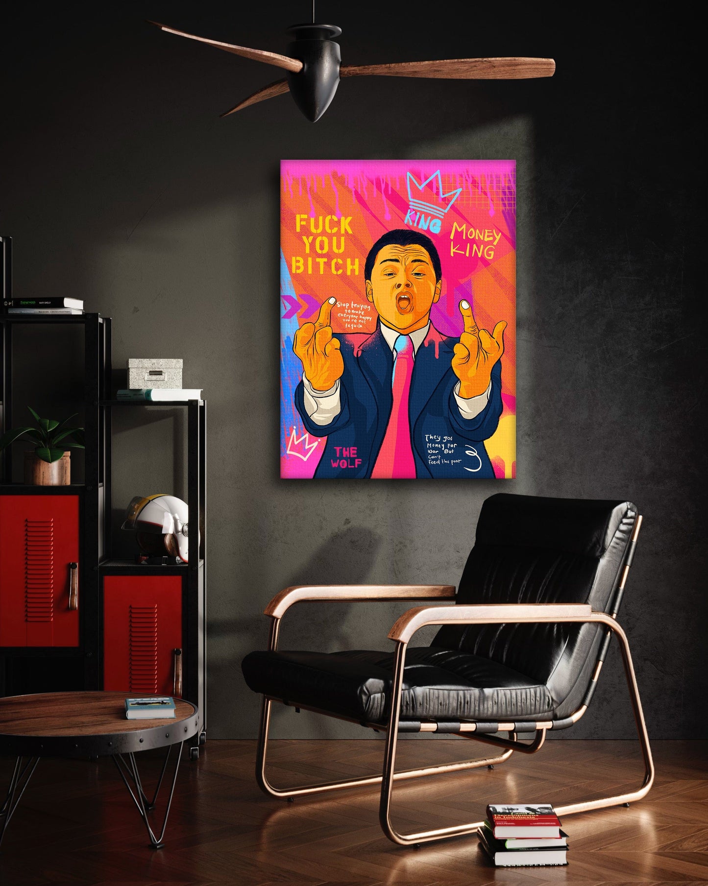 DiCaprio Fuck - Leinwandbild Pop Art