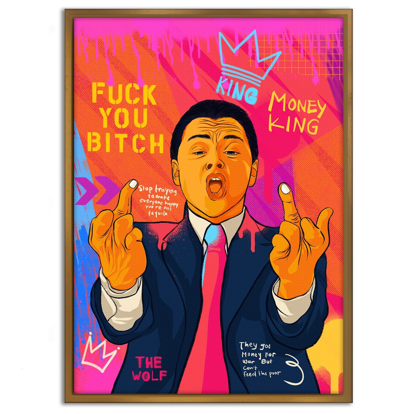 DiCaprio Fuck - Leinwandbild Pop Art