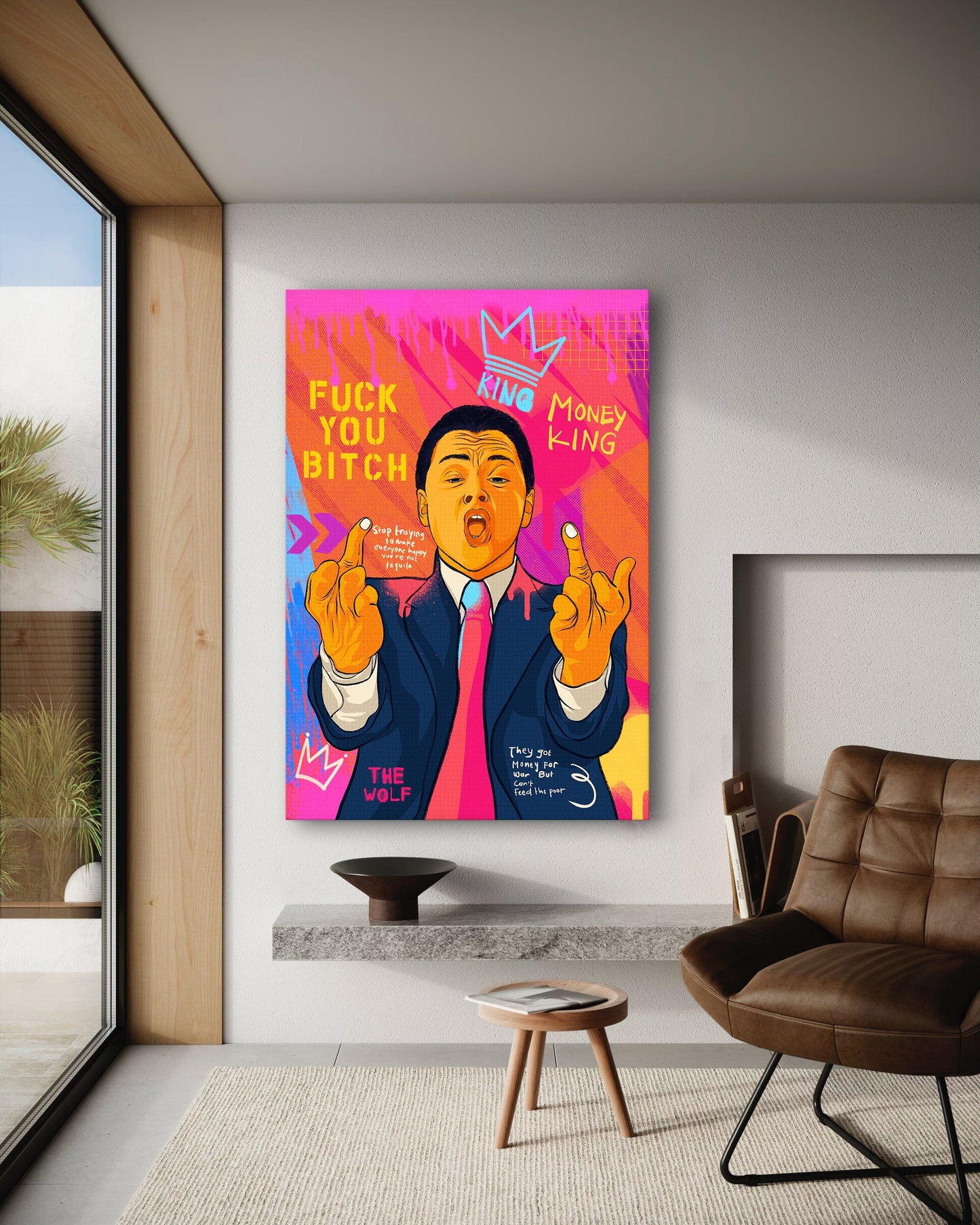 DiCaprio Fuck - Leinwandbild Pop Art