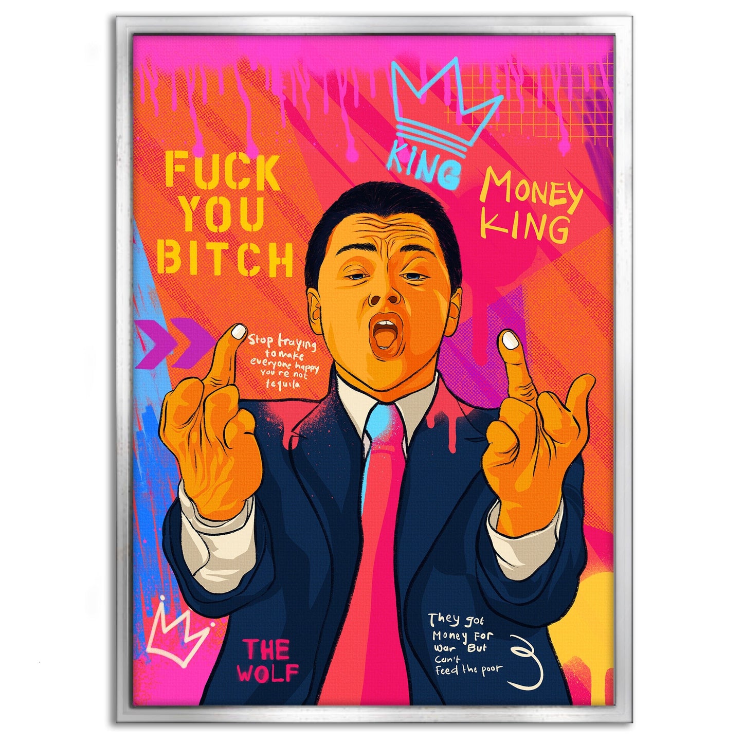 DiCaprio Fuck - Leinwandbild Pop Art