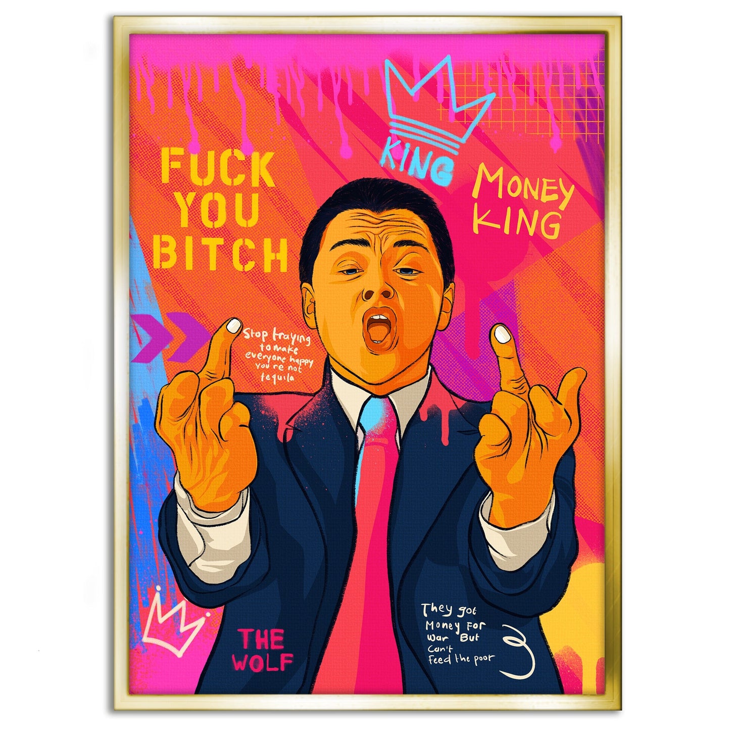 DiCaprio Fuck - Leinwandbild Pop Art