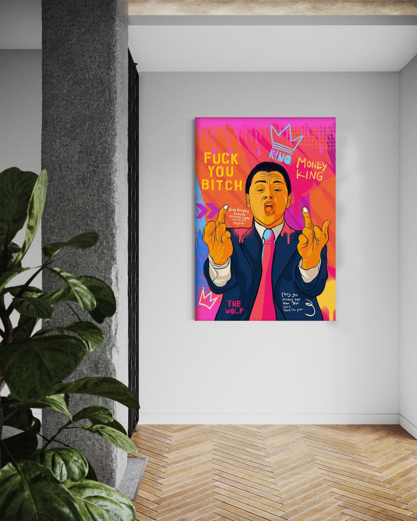 DiCaprio Fuck - Leinwandbild Pop Art