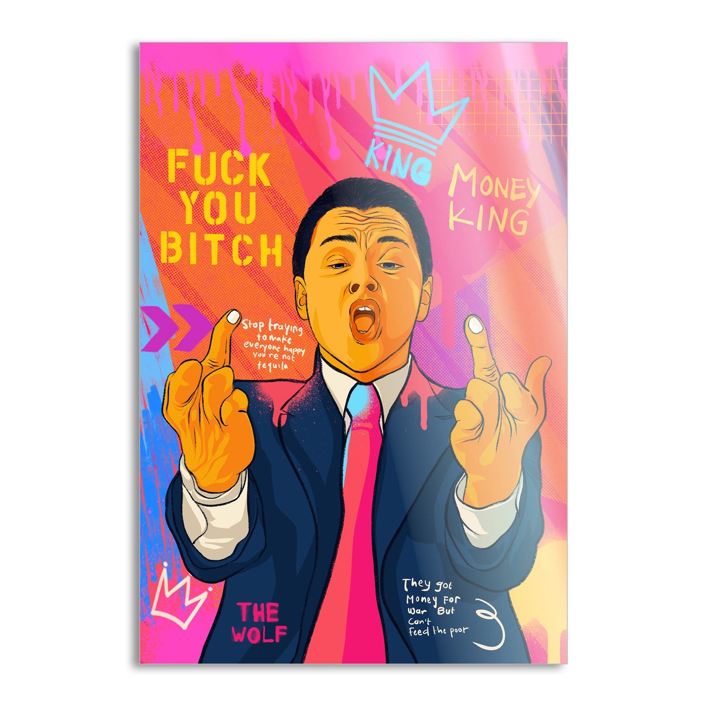 DiCaprio Fuck - Leinwandbild Pop Art
