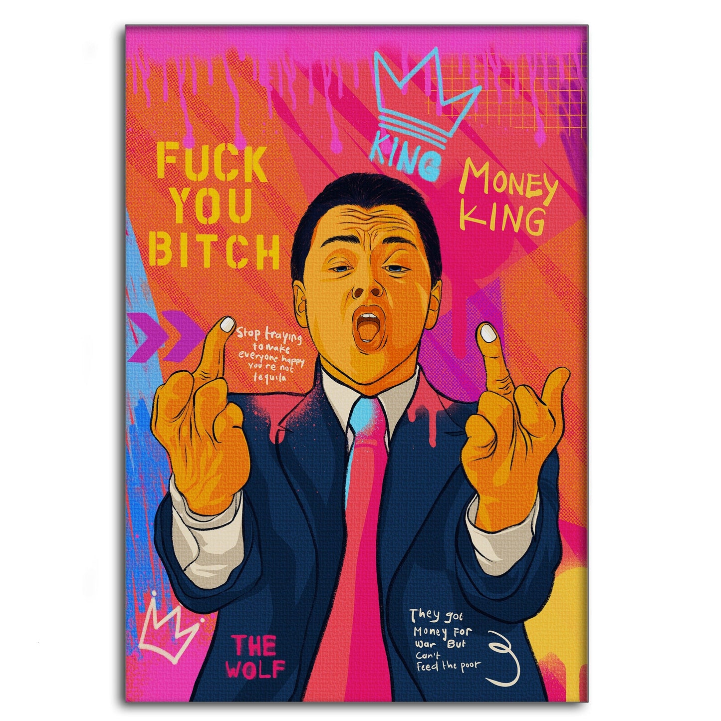 DiCaprio Fuck - Leinwandbild Pop Art