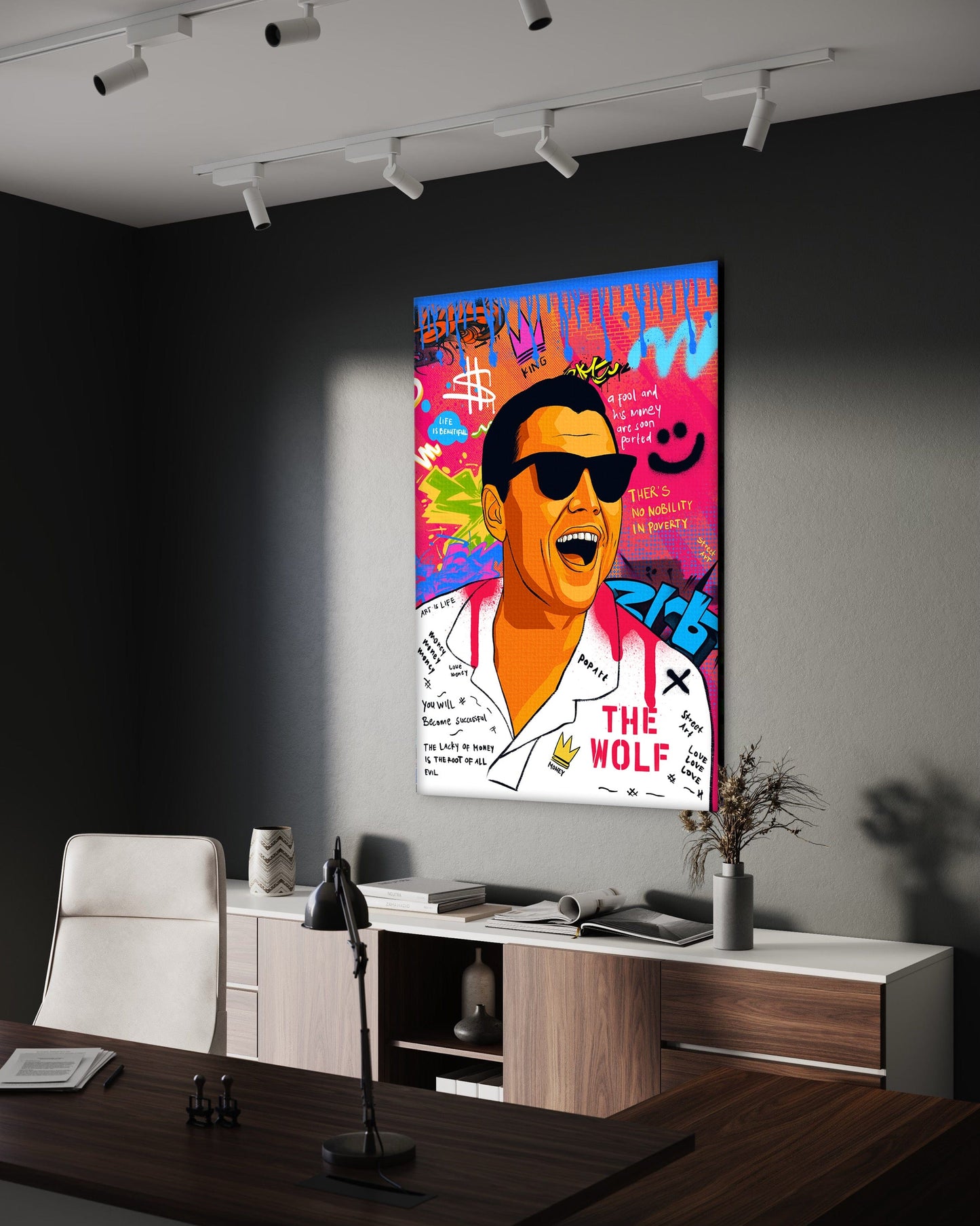 DiCaprio Wolf of Wallstreet - Leinwandbild Pop Art