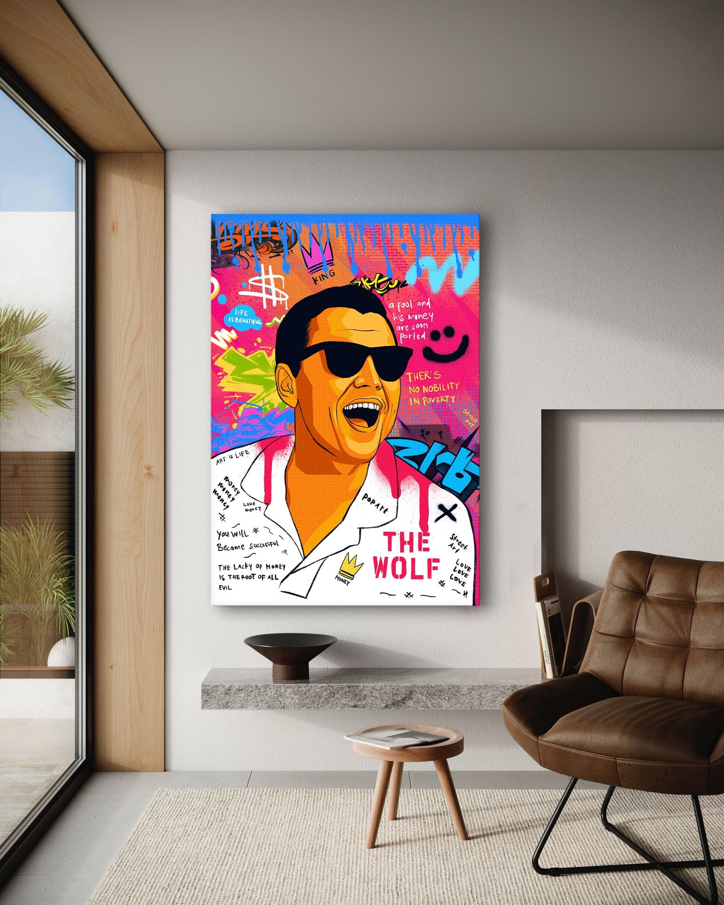 DiCaprio Wolf of Wallstreet - Leinwandbild Pop Art