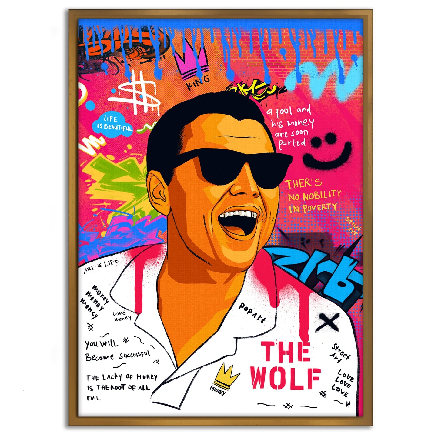 DiCaprio Wolf of Wallstreet - Leinwandbild Pop Art
