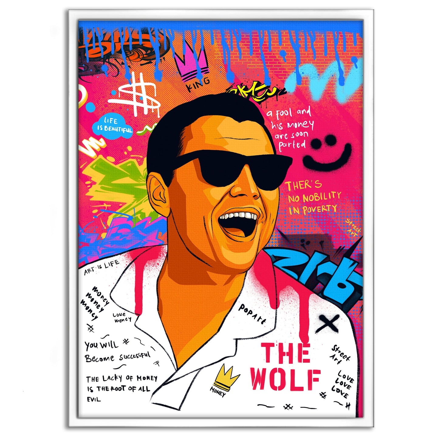 DiCaprio Wolf of Wallstreet - Leinwandbild Pop Art