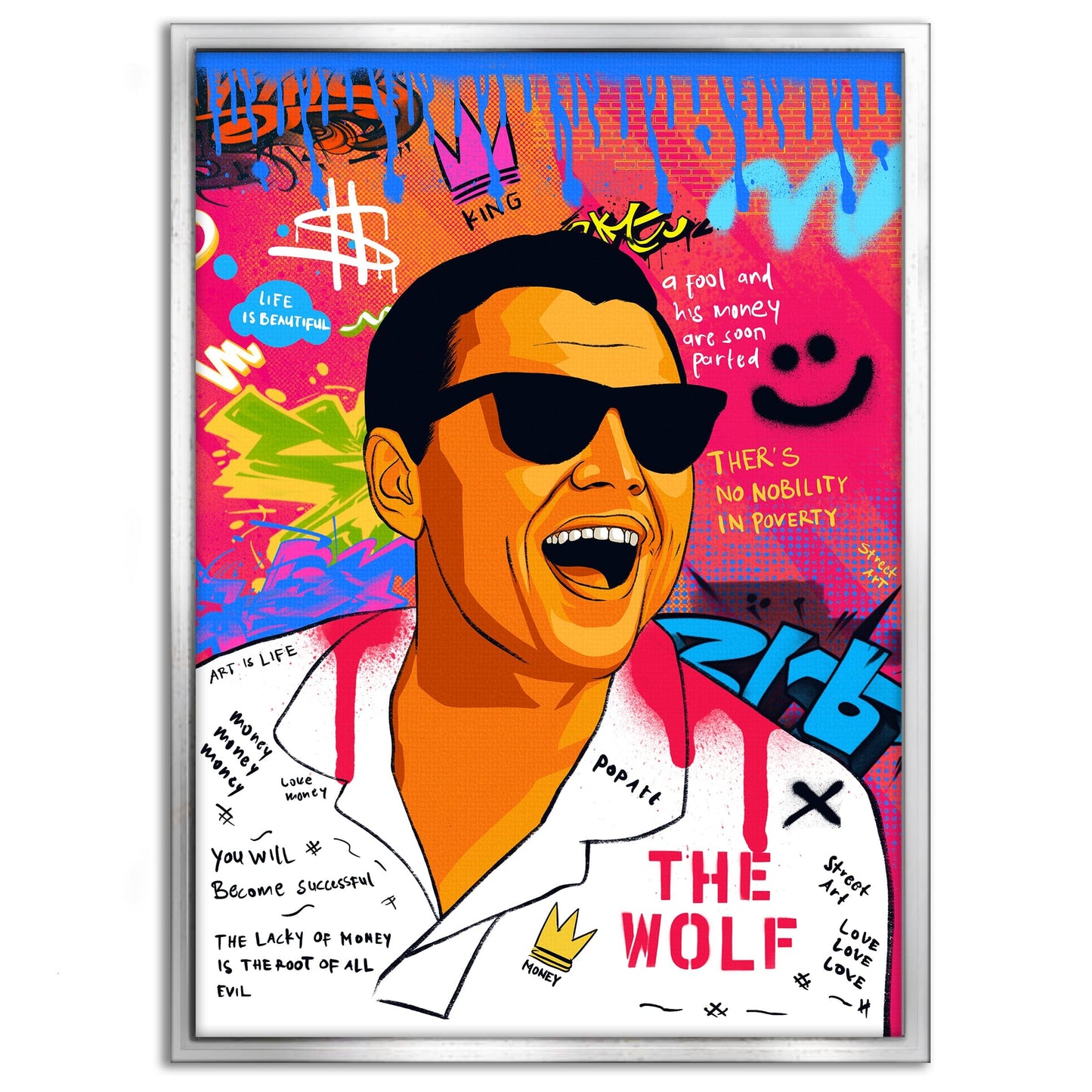 DiCaprio Wolf of Wallstreet - Leinwandbild Pop Art
