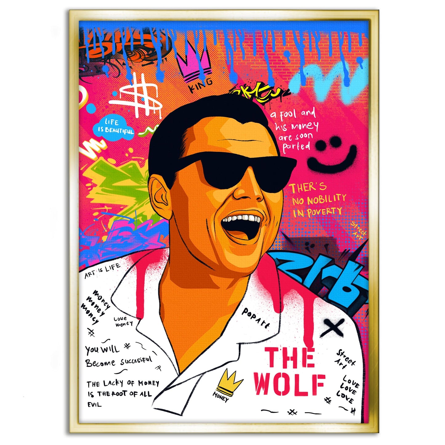 DiCaprio Wolf of Wallstreet - Leinwandbild Pop Art