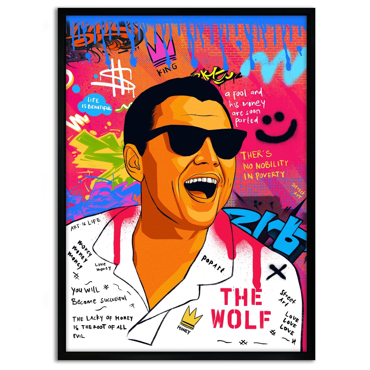 DiCaprio Wolf of Wallstreet - Leinwandbild Pop Art