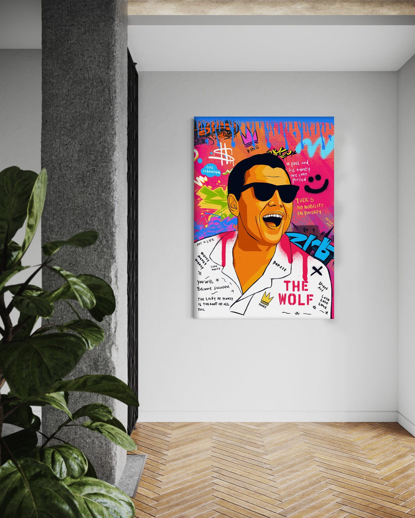 DiCaprio Wolf of Wallstreet - Leinwandbild Pop Art