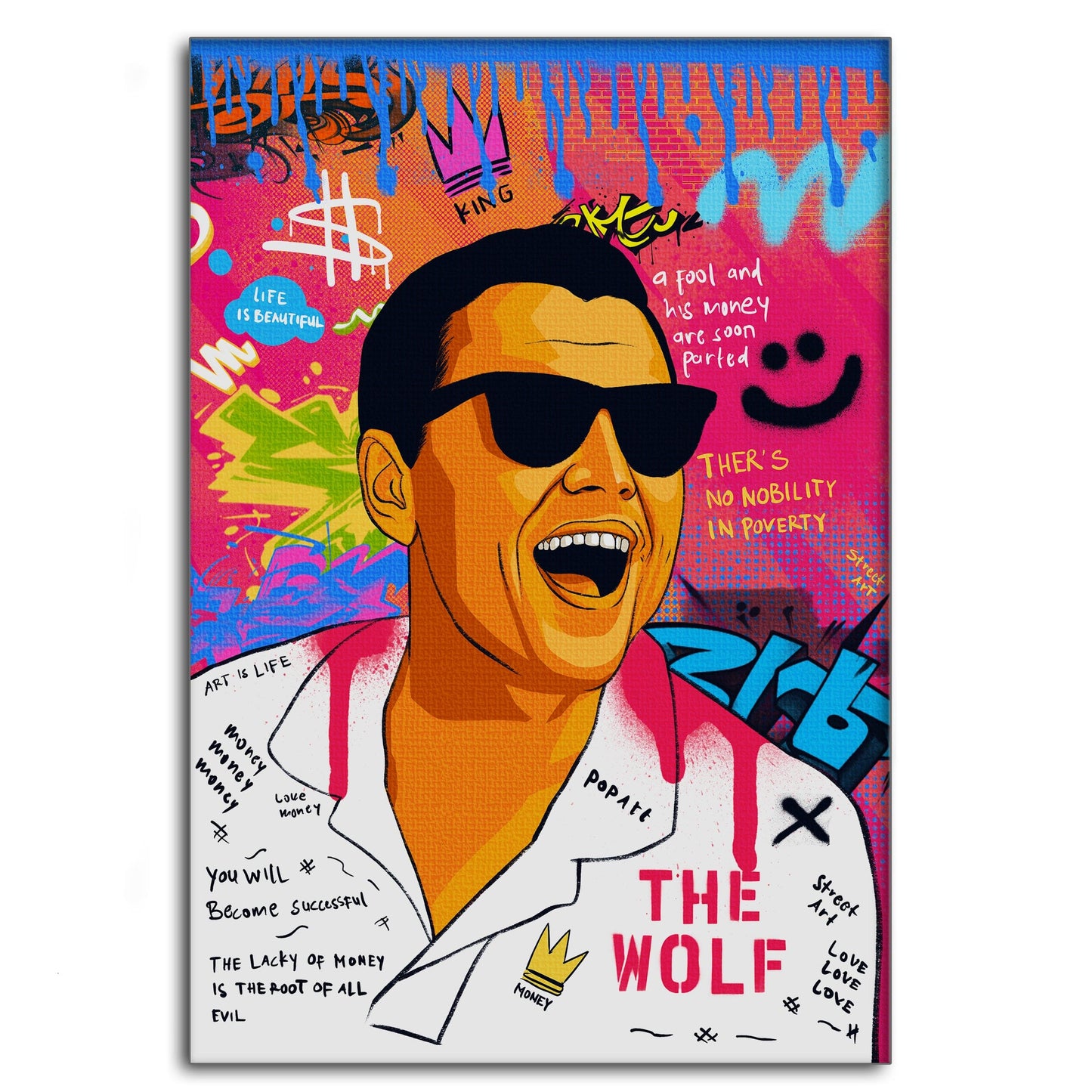 DiCaprio Wolf of Wallstreet - Leinwandbild Pop Art