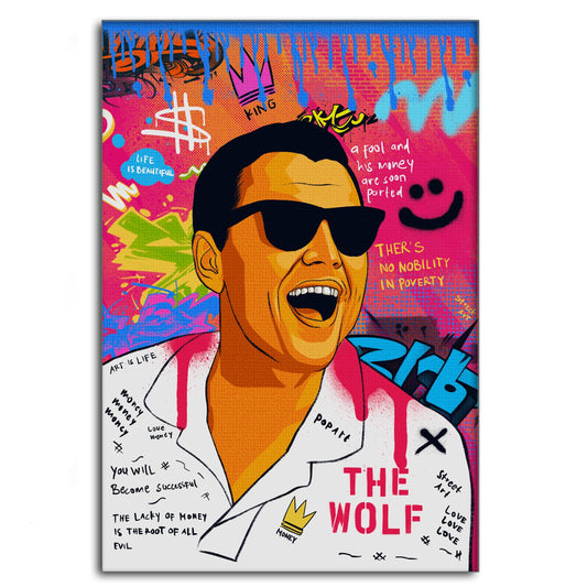 DiCaprio Wolf of Wallstreet - Leinwandbild Pop Art