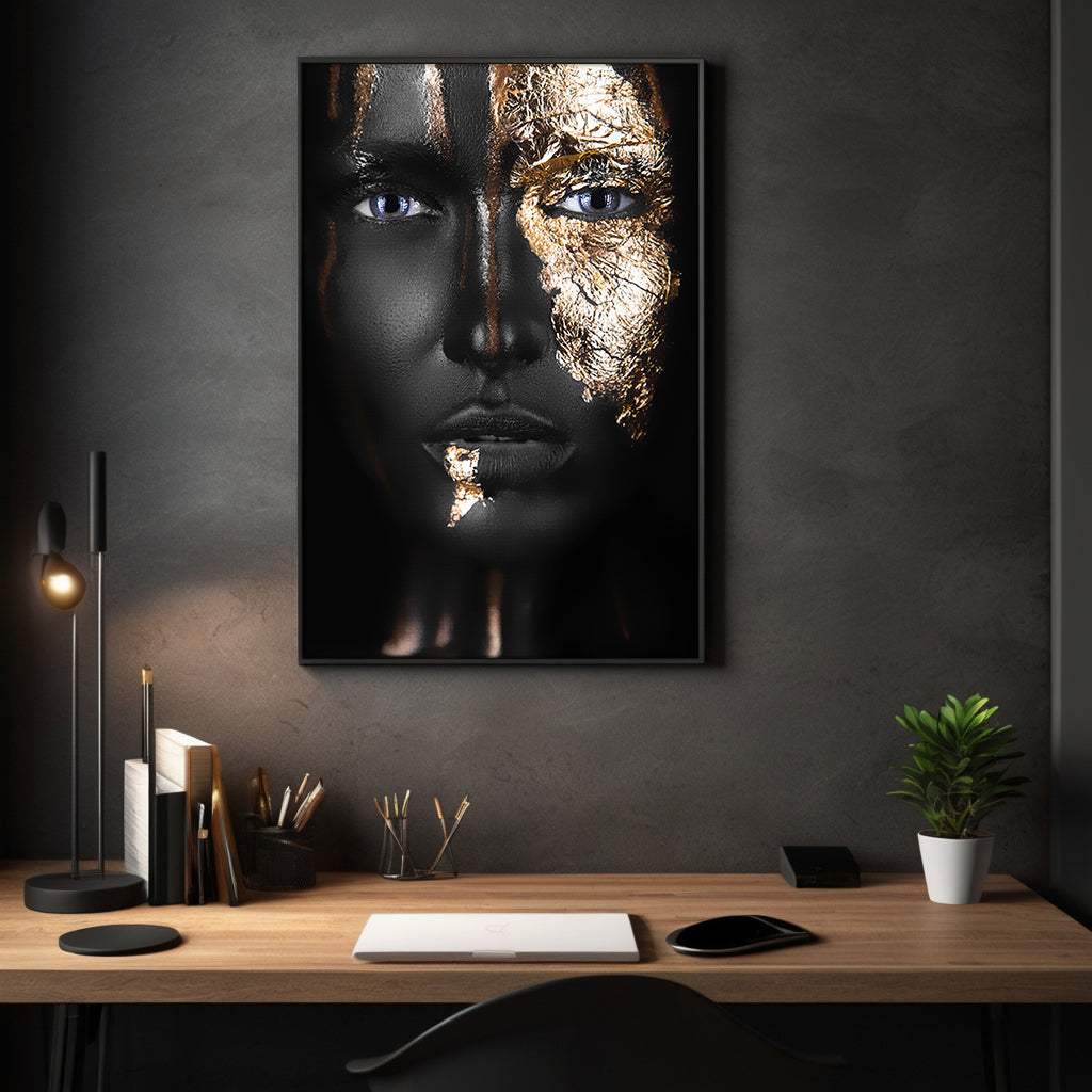 Golden Face I - Leinwandbild Luxuriös